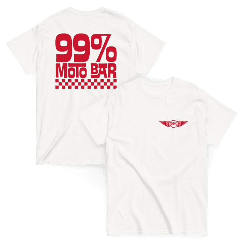 Camiseta 99% Moto Bar Blanca Front/Back