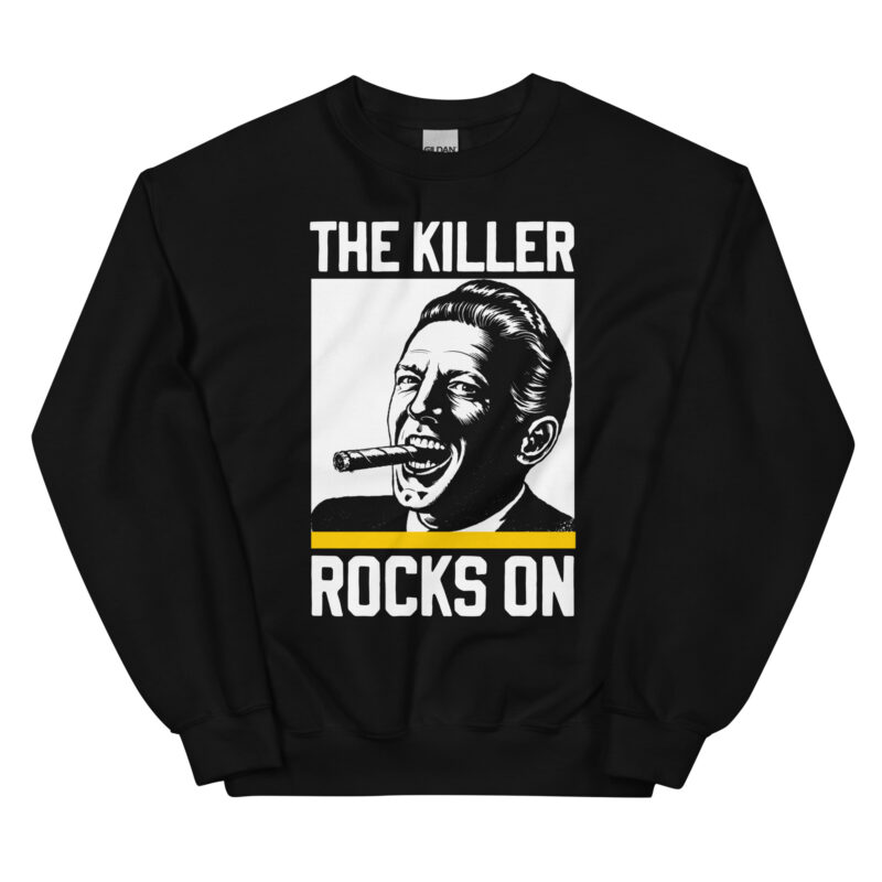 Sudadera Jerry Lee Lewis The Killer negra con diseño rockabilly piano